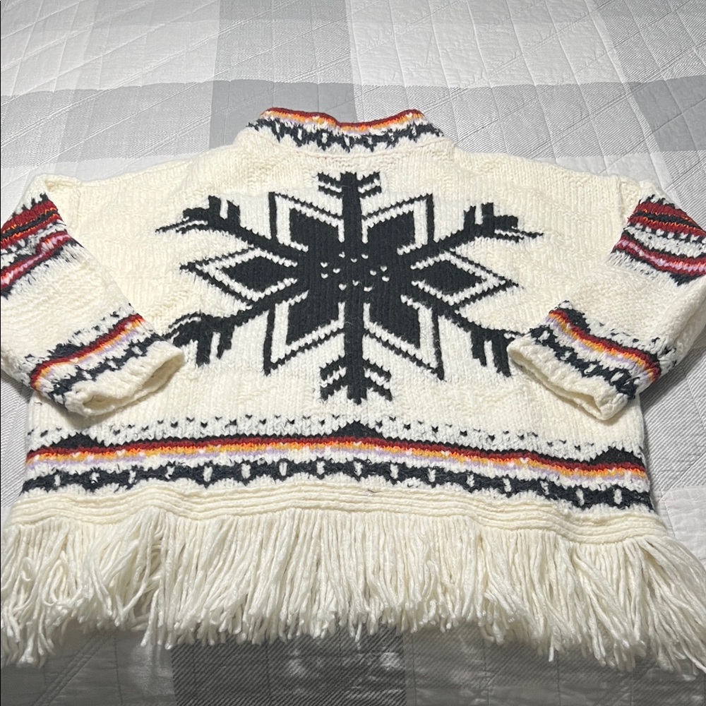 Free People Sundown Sweater. Cream and Black Cowl Neck Sweater.
